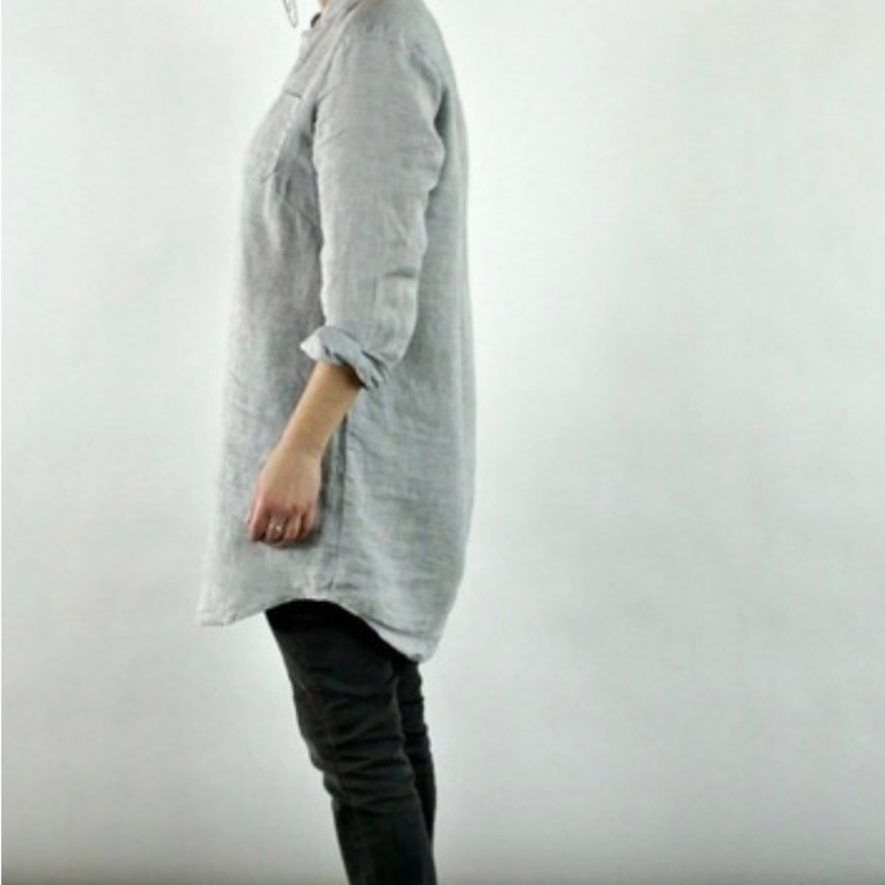 Placket Tunic Gray Blouse S/M/L - Picture 2 of 6